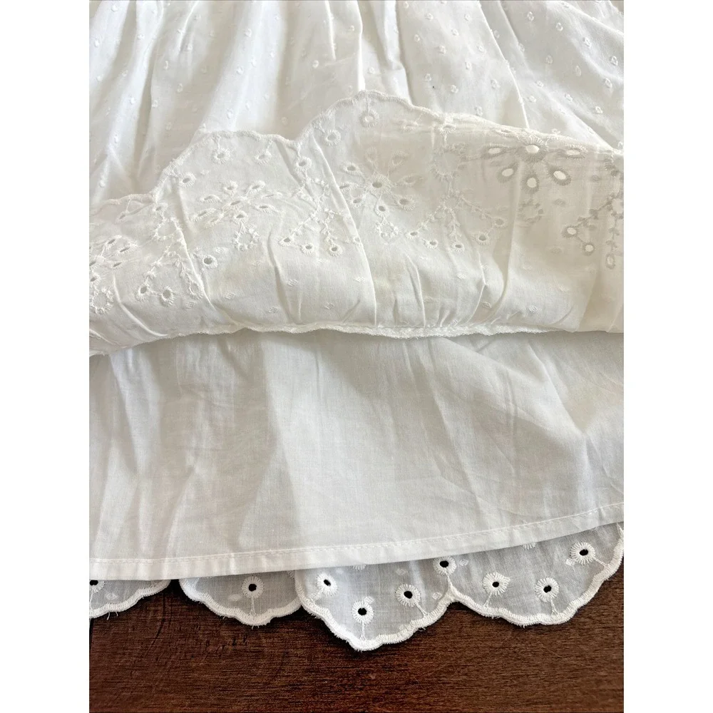 Gap Kids White Eyelet Clip Dot Dress Girls L 10/12 100% Cotton Sundress